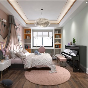 现代 儿童房 女儿房 卧室 宝宝房 羽毛灯 粉色卧室 摆件 装饰品