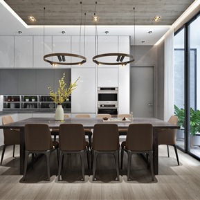 现代 厨房 开敞厨房