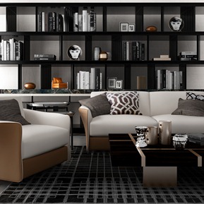 现代 沙发茶几组合 沙发茶几灯装饰画组合