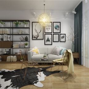 现代 双人沙发 装饰画 地毯 沙发 展示架