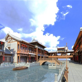 中式 商业街 景区古建商业步行街