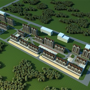 欧式 鸟瞰图 办公楼住宅楼鸟瞰