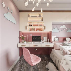 现代 儿童房 女孩房全景