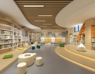现代现代风格学校图书室