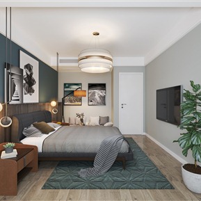 现代 卧室 主卧室 双人床品组合