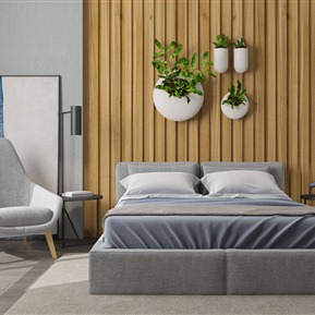 现代 背景双人床