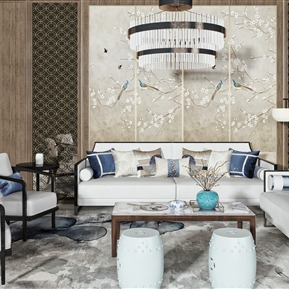 新中式 沙发茶几组合