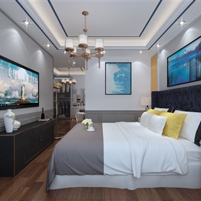 现代 卧室 客餐厅