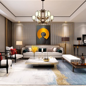 轻奢 客厅 沙发 茶几 装饰画 摆件  电视柜