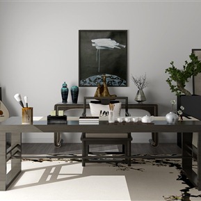 新中式 书桌椅  书桌组合