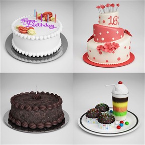 现代 蛋糕 奶油翻糖蛋糕组合