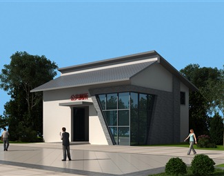 新中式公共卫生间外景3d模型下载-3d溜溜网