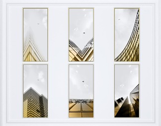 现代 建筑画 挂画 建筑 艺术 组合画