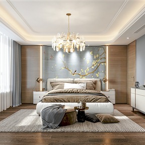 轻奢 卧室 混搭主卧