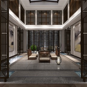 新中式 餐厅 客厅餐厅别墅