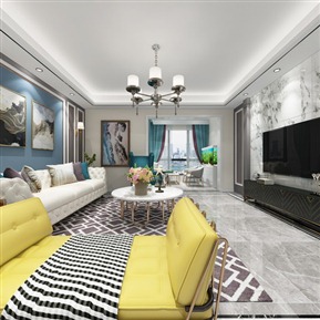 美式 客餐厅 简美全景