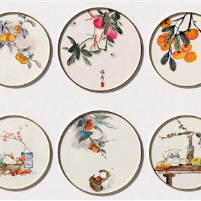 新中式 圆框画 抽象艺术装饰画