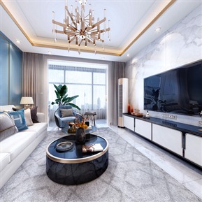 轻奢 客餐厅 客餐厅厨房门厅