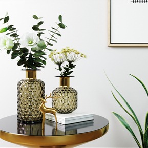 轻奢 花瓶 锤纹玻璃花瓶