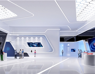 现代 展厅 企业公司科技发展创新文化电子产业园前台办公