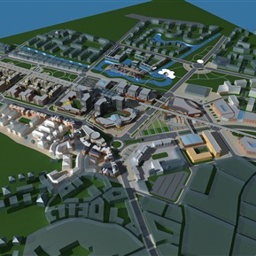 现代 鸟瞰图 商业办公住宅城市鸟瞰