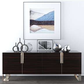 后现代 边柜 装饰柜 装饰画 装饰品组合