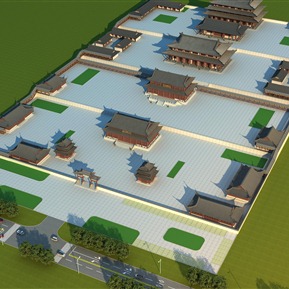 新中式 寺庙 古建寺庙鸟瞰