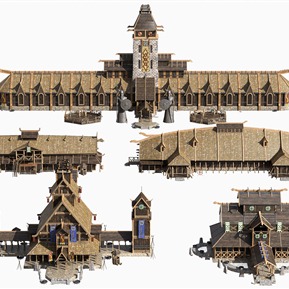 民族风 木屋 古代木头建筑房子