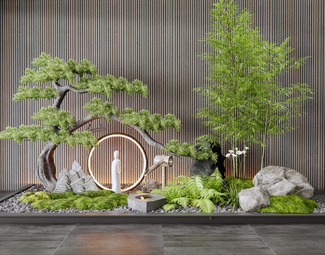 新中式 景观小品 室内景观造景