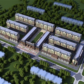 欧式 住宅区 小区鸟瞰