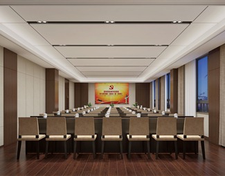 现代大会议室背景墙3d模型下载