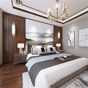 新中式 卧室 别墅卧室