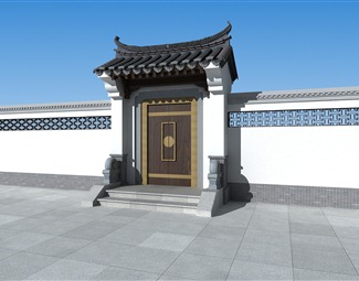 中式徽派围墙大门