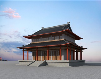 中式中国古代建筑3d模型下载