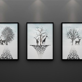 现代 动物画 森林麋鹿装饰画