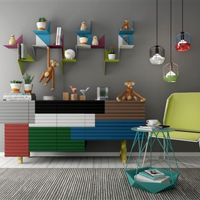 现代 边柜 装饰柜装饰品休闲椅组合