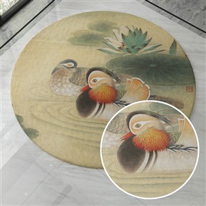 藝術(shù)米色圈絨地毯 圓形地毯 VR