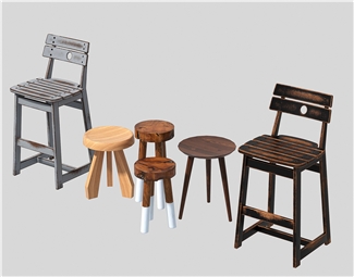 现代木纹椅子
