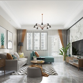 现代 客厅 客餐厅