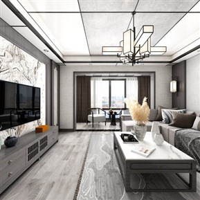 新中式 客餐厅 客餐厅全景