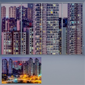 現(xiàn)代風(fēng)淡灰色夜晚外景 小區(qū)園景 VR