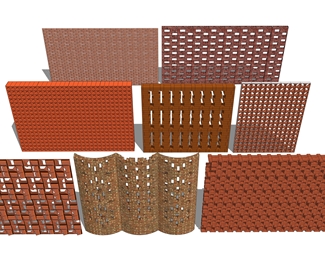 现代现代镂空红砖墙