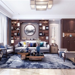 新中式 客厅 客餐厅厨房