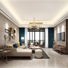 新中式 客厅 客餐厅