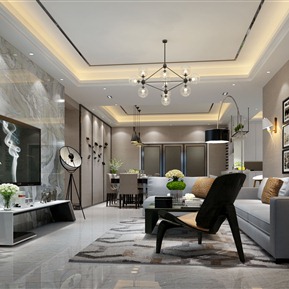 现代 客餐厅 客厅沙发餐桌餐桌