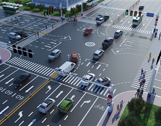 现代十字路口街道