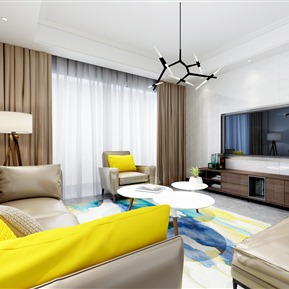 现代 客厅 客餐厅