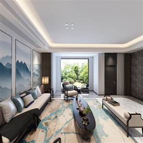 新中式 客餐厅 客厅餐厅全景