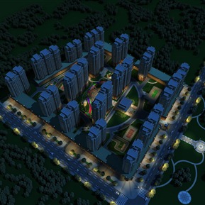 现代 鸟瞰图 夜景商业办公住宅鸟瞰楼