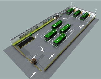 现代大巴停车场